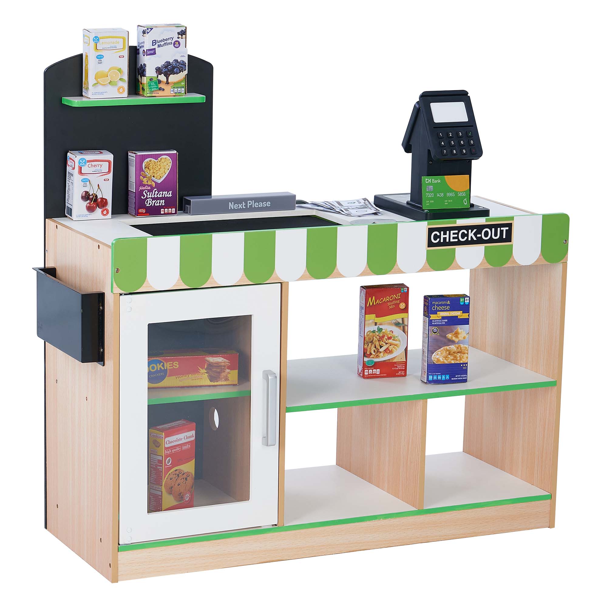 Teamson Kids Cashier Austin Interactive Wooden Play Market Stand with Lights and