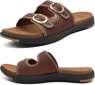 Coface Plantar Fascit Slides Women's Fashion Lightweight Summer Orthopaedic Sandals with Open Matt Yoga