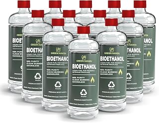 Green Haven Bioethanol Fuel 12L - Bio Ethanol Fuel, Smokeless & Odourless | FOOD GRADE QUALITY: fire pits · burners · tabletop fireplace · indoor · outdoor · high purity · eco-friendly