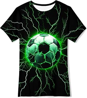 SFreeBo Boys T Shirts 3D Printed Funny Kids Tshirt Summer Short Sleeves Boys T-Shirts Crewneck Casual Tops Home School Daily Party for Childrens 6-14 Years
