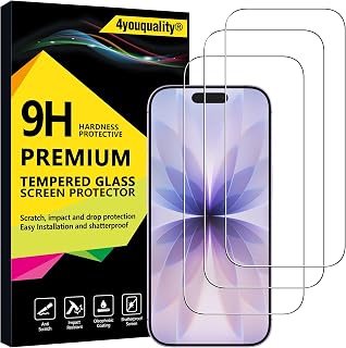 4youquality 3-Pack for iPhone 18 Pro/17 Pro, 17 & 16 Pro Screen Protector | Tempered Glass, Impact-Protection, Scratch-Resistant, Shock-Resistant, Anti-Shatter, Shatterproof