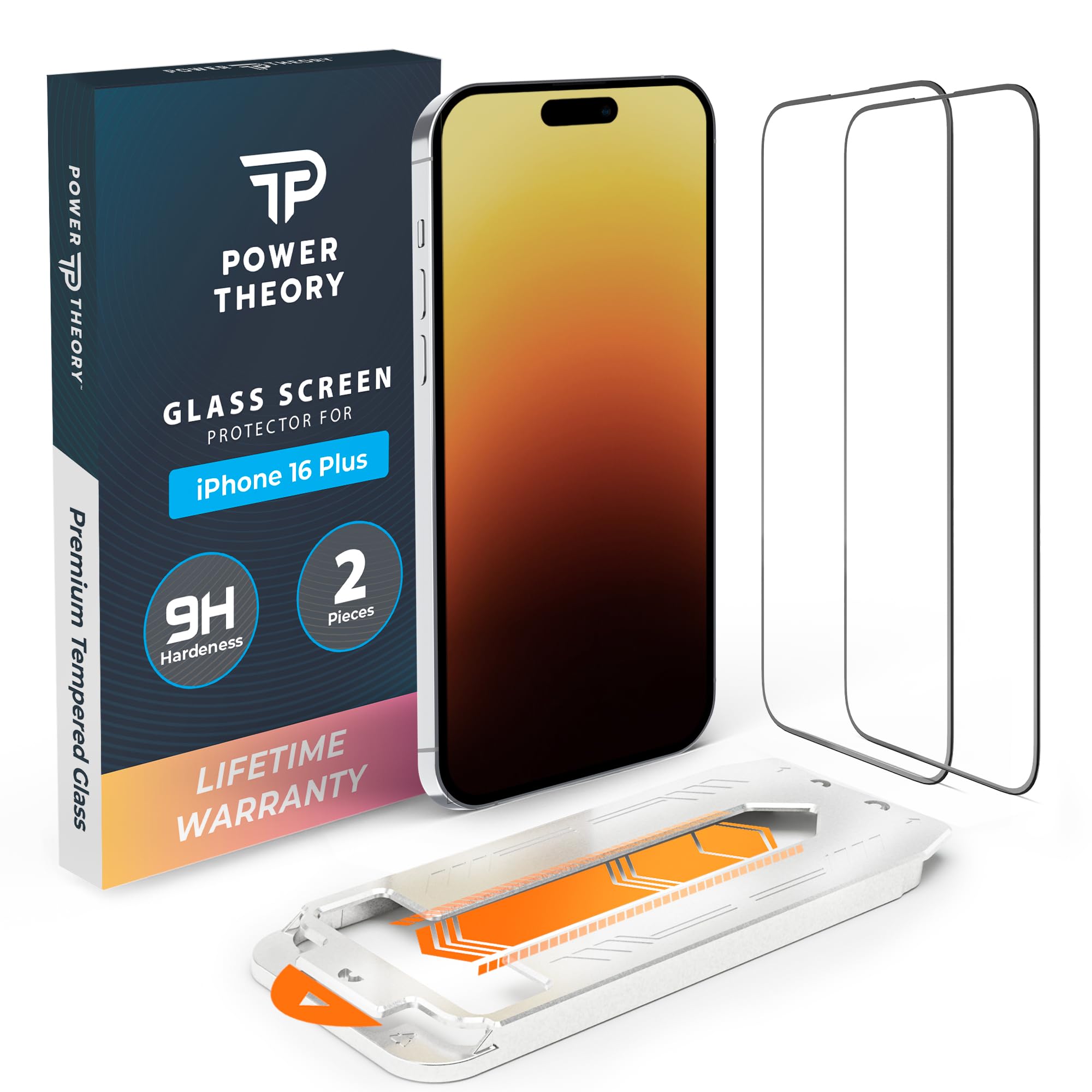 Power Theory compatible with iPhone 16 Plus Screen Protector Shatterproof Temper