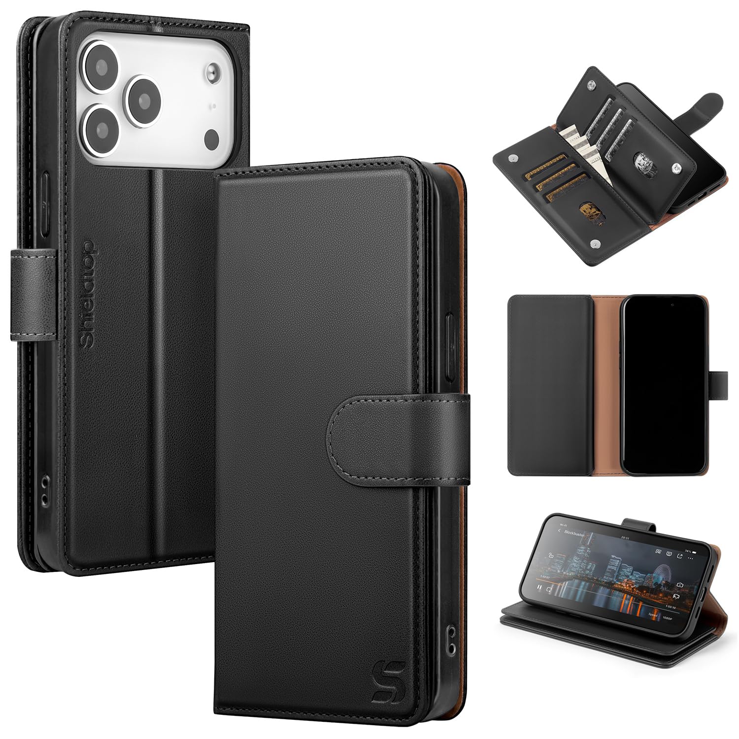 Shieldtop for iPhone 18 Pro Max / 17 Pro Max Phone Wallet Case,Black | RFID Bloc