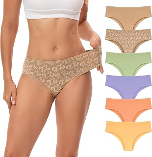 INNERSY Women's Cotton Underwear Cheeky Hipster Panties 6-Pack
