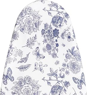 MinoCino Ironing Board Cover and Pad 21”x59“, Iron Board Cover with 6mm | Thick Felt Padding, Drawstring, Hook and Loop Fasteners, Floral & Butterflies