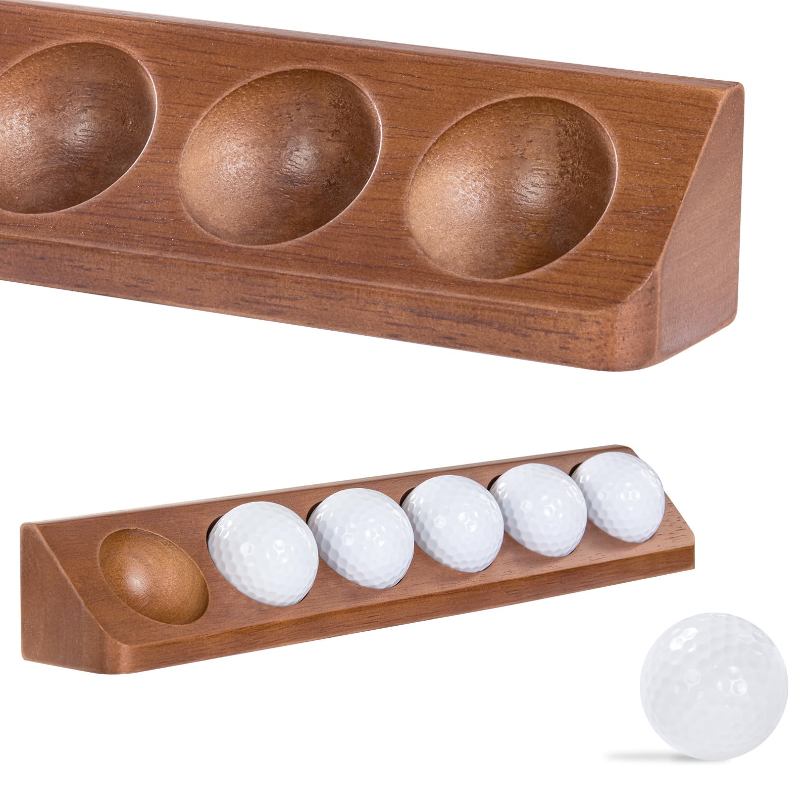 1-Pack Wooden Golf Ball Display Case & Holder - Wall Mount/Tabletop Versatile Hi