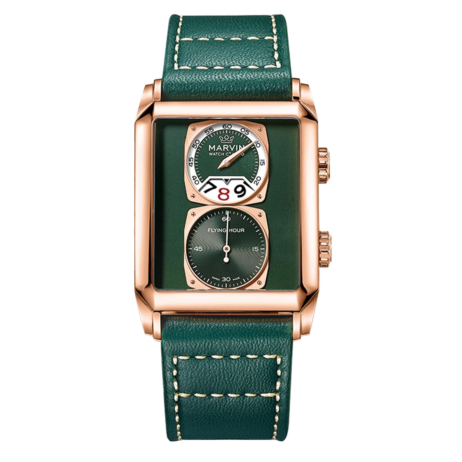 marvin Watches for Men Swiss Mens Watch in Stainless Steel with Leather Strap an