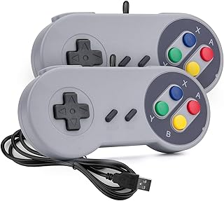 Rii Classic Retro USB Wired Game Controller for PC Gaming, Grey, 2 Pack | Game Emulator Controller, Compatible with Raspberry Pi, Windows, Mac, Linux, Android, Ergnomic design, plug and play