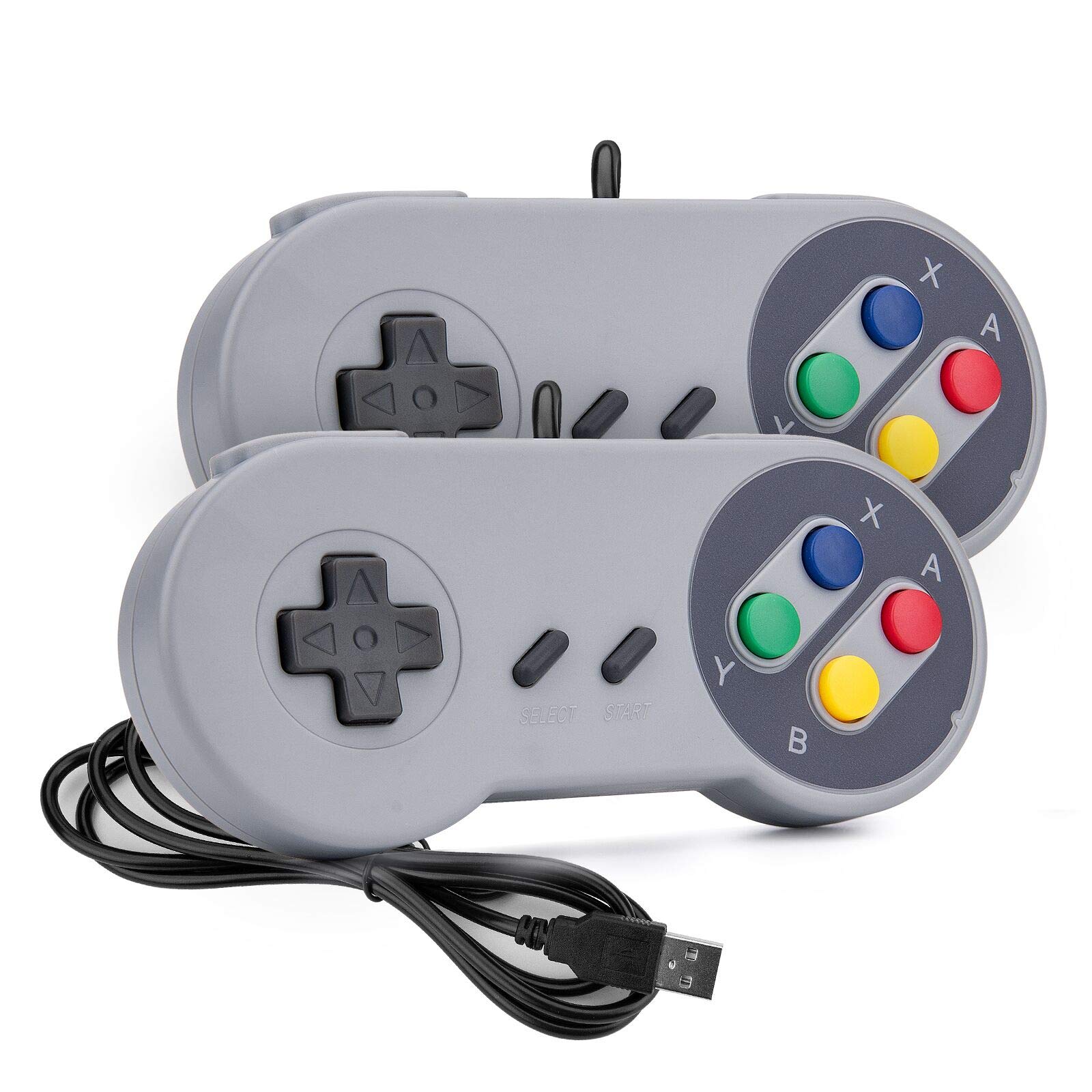 Rii Classic Retro USB Wired Game Controller for PC Gaming, Grey, 2 Pack | Game E