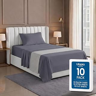 Utopia Bedding Twin Bed Duvet Cover Set Bulk Pack 10 Pieces Perfect for Spa, Hotel and Guest Room Brushed Microfiber Shrink and Fade Resistant Easy Care (Grey)