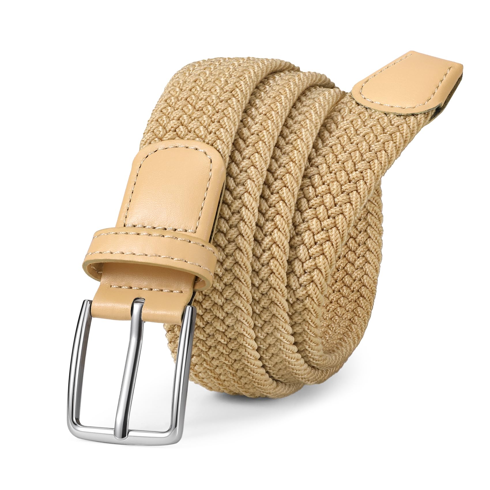 JasGood Men's Fabric Belt Elastic Braided Belt 3 cm Stretch Belt for Men
