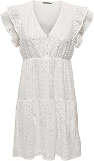 ONLY Onlhelena Women's Lace Capsl Dress Wvn Noos Waist Dress with V Neck and Short Sleeves
