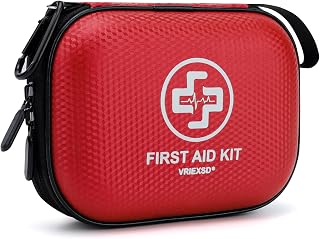 Mini First Aid Kit - 150 Piece Small Waterproof EVA Hard Shell Case | Compact First Aid Kit with Comprehensive Supplies for Home, Car, Travel, Camping, Truck, Hiking, Sports, Office, Outdoor(Red)
