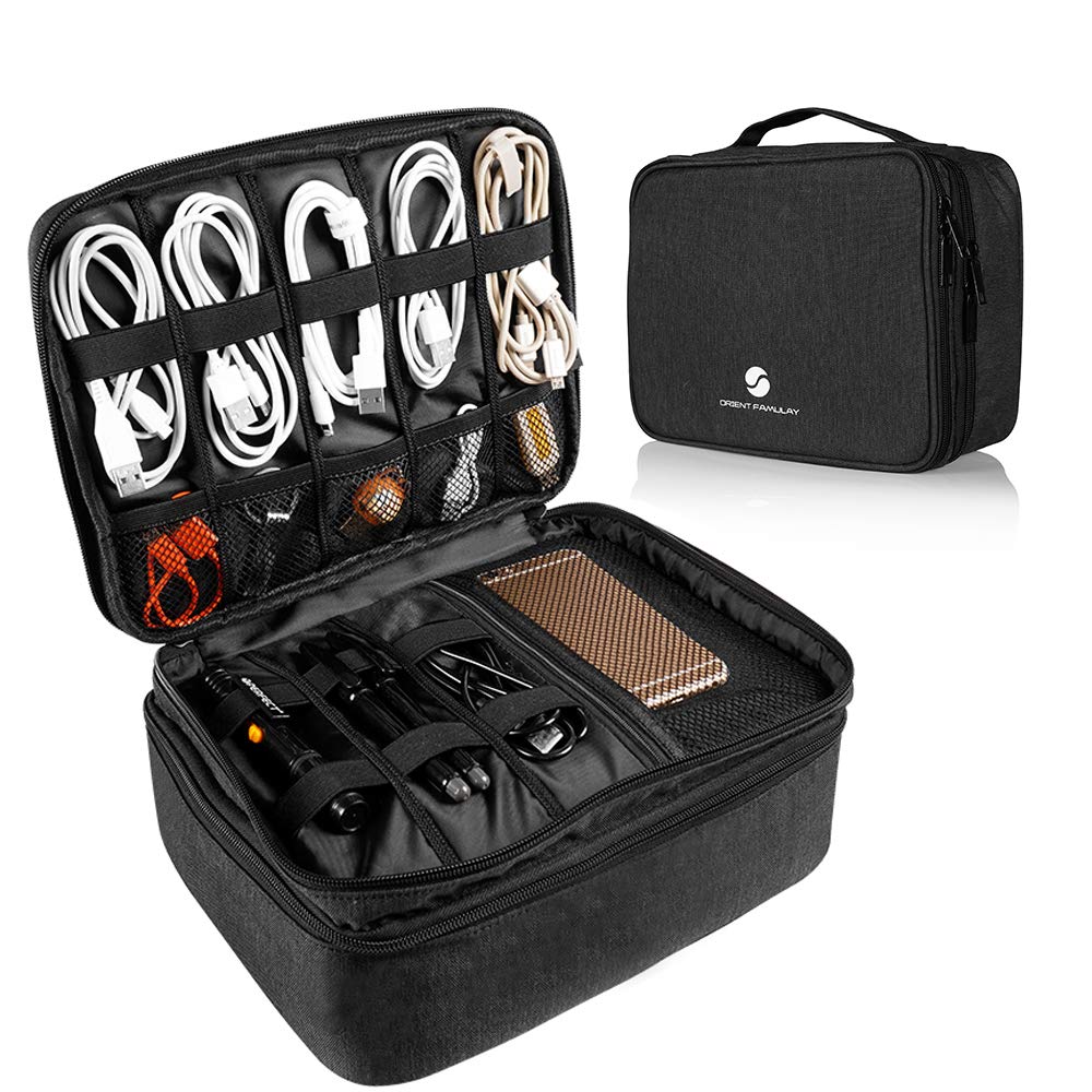 Travel Electronics Organizer, Waterproof Cable Organizer Bag for Electronic Acce