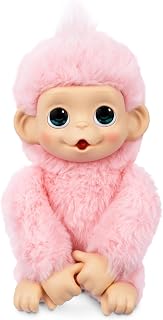 Little Live Pets Baby Monkey Minis – Luna Lemon. Interactive Pet Toy. 20+ Sounds & Reactions. Soft Pink Fur. 7.4" Tall. Feed, Nurture. React. Grippy Hands & Feet. Collect All 3