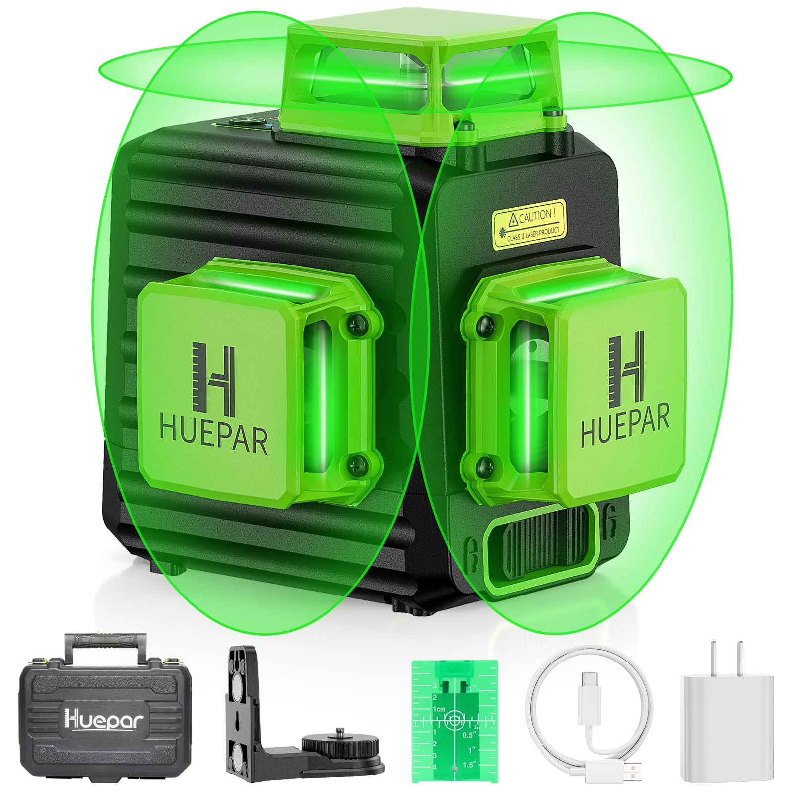 HUEPAR Laser Level 360 Self Leveling, 3x360° Best Green Line Laser Leveler | Rec