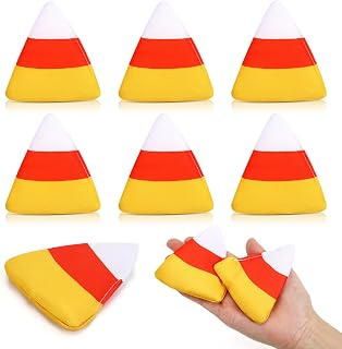 DECYOOL 6 Pcs Halloween Candy Corn Bean Bags for Tossing Cornhole Game | Halloween Bean Bags for Tossing Corn Hole Bean Bag Tossing Game Outdoor Backyard Beach Activities