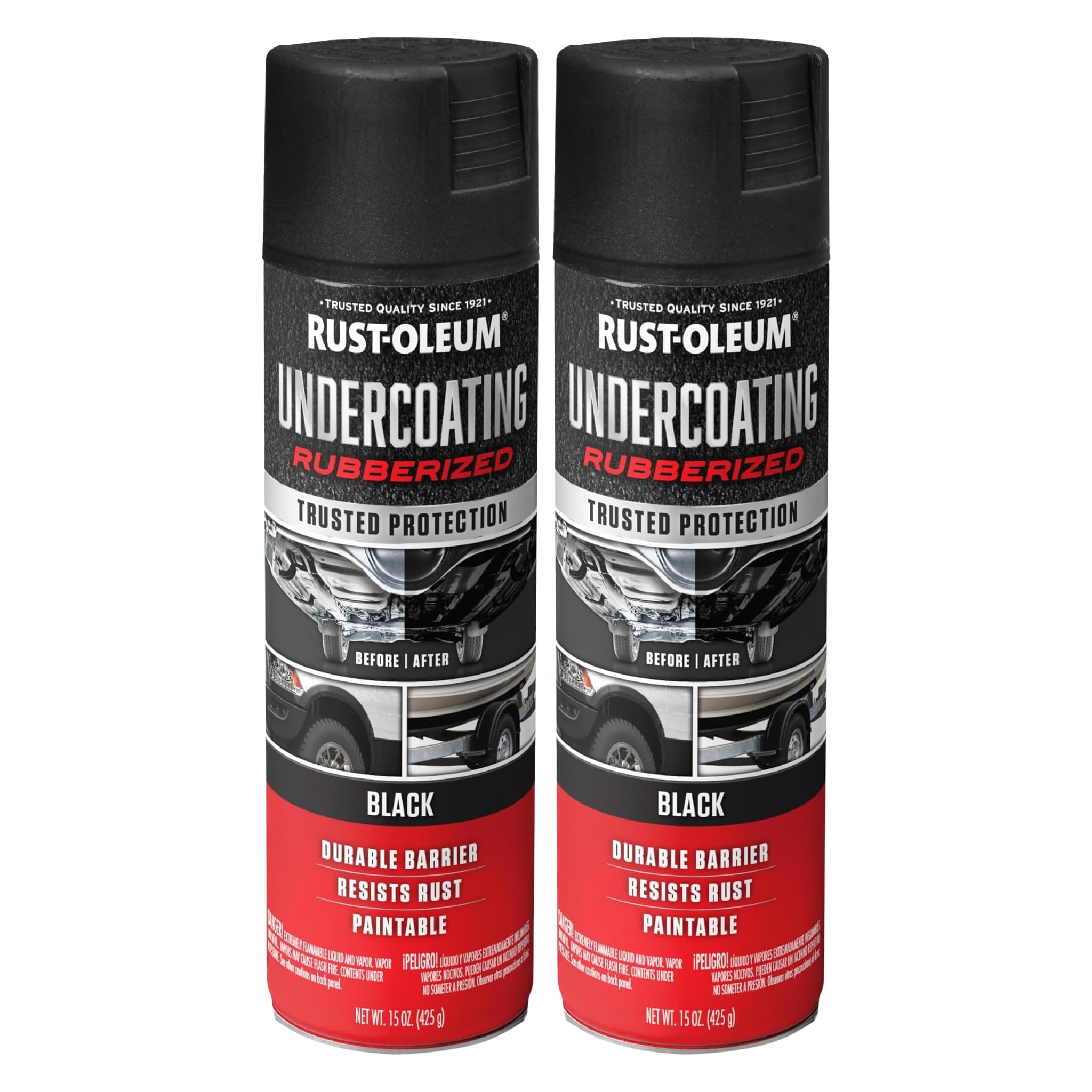 Rust-Oleum 248657 Rubberized Undercoating Spray, 15 oz, Black (Pack of 2)