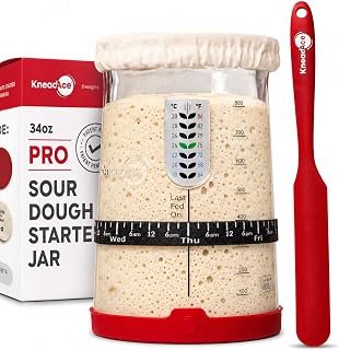 KNEADACE Pro Sourdough Bread Starter Kit - 34 oz Large Capacity Sourdough Starter Jar with 5 unique features for the perfect sour dough bread & sourdough starter kit - sourdough supplies (KA06)