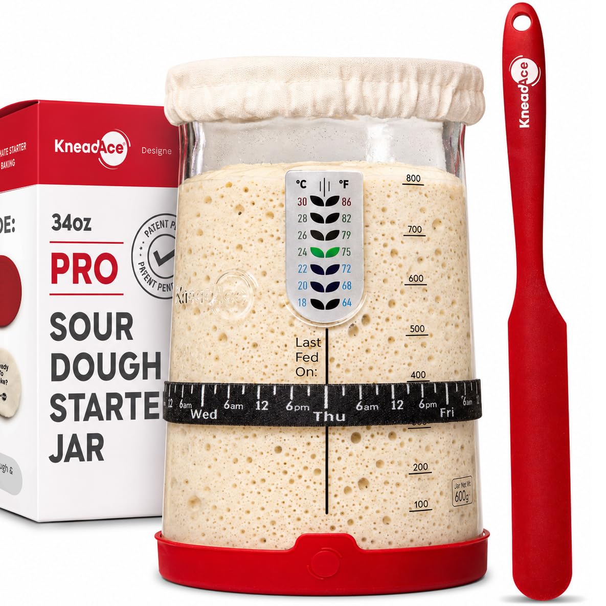KNEADACE Pro Sourdough Bread Starter Kit - 34 oz Large Capacity Sourdough Starte