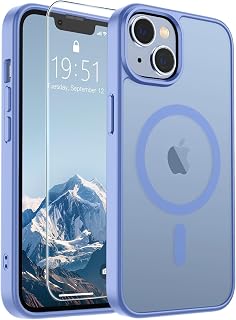 SUPFINE Magnetic Phone Case for iPhone 15 Plus/iPhone 14 Plus Compatible with MagSafe Military Grade Drop Protection Slim Translucent Shockproof Blue/Purple