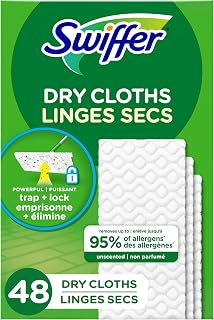 Swiffer Sweep + Mop, Dry Pads Refill, Floor Cleaner for Dirt, Dust, Hair, Cleaning Cloths for Mopping Home, Bathroom, Kitchen, Dust Mop, Floor Duster, Unscented, 48 Count