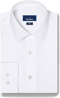David Donahue Men's Trim Fit Twill Dress Shirt