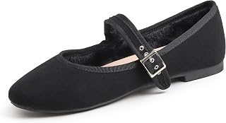 Feversole Women's Soft Breathable Mary Jane Memory Foam Cushioned Comfort Round Toe Metal Buckle Flats Walking Shoes