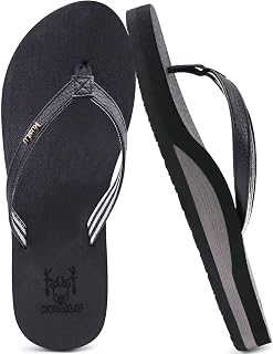 KuaiLu Women's Summer Arch Support Beach Flip Flops Anti-Skid Sea