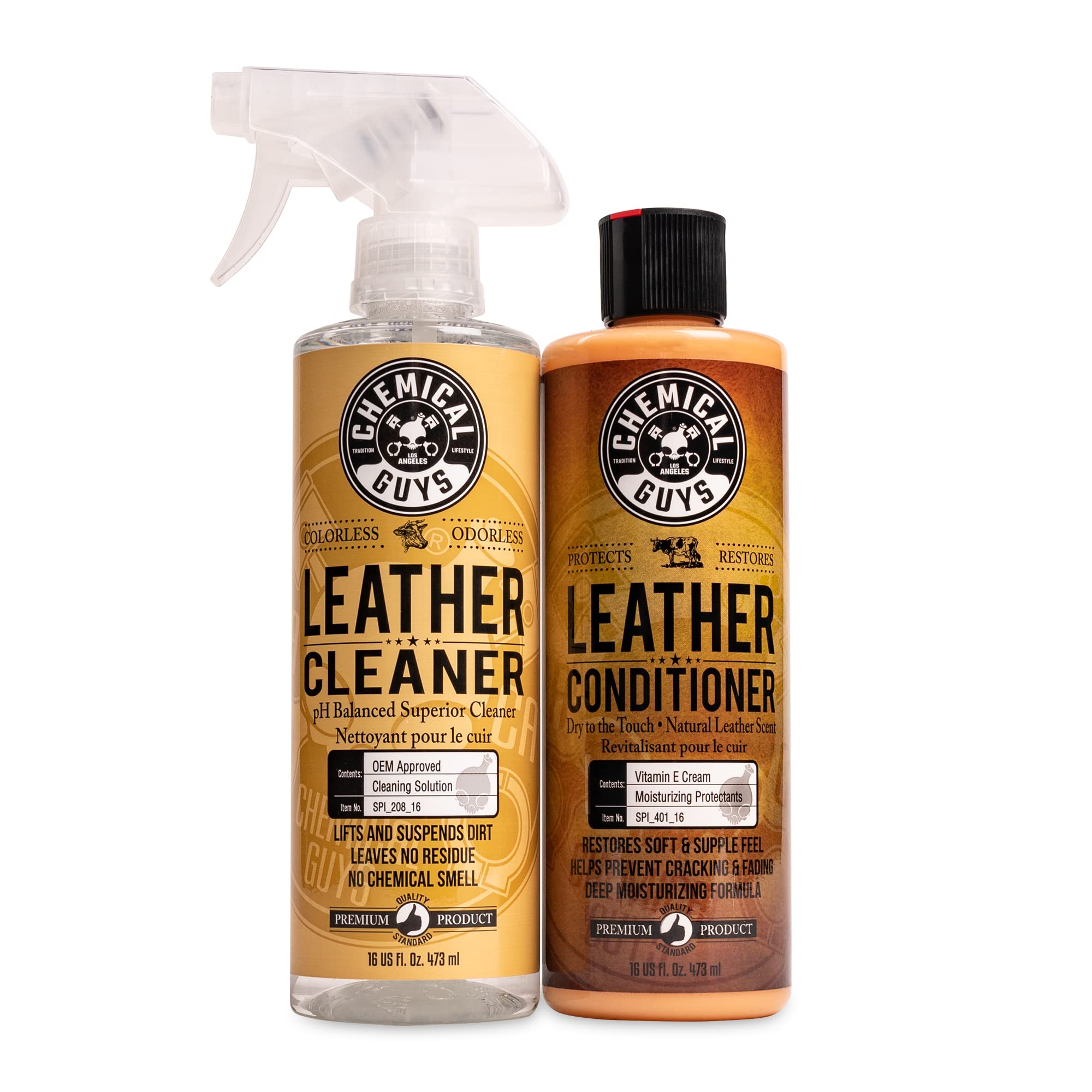 Chemical Guys, Leather Cleaner &amp; Conditioner Kit for Cars &amp; Home, 2 x 16