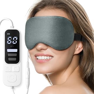 Ezona Heated Eye Mask, Warm Eye Compress Mask for Dry Eyes, Gray