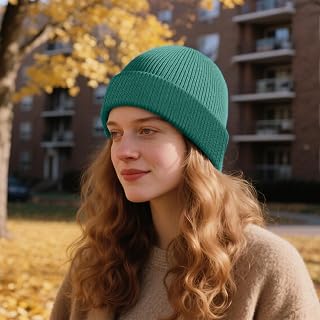 Unisex Ribbed Knit Cuffed Beanie Warm Winter Hat