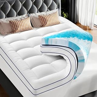 Premium Dual Layer 3 Inch Memory Foam Mattress Topper, 2 Inch Gel Memory Foam and 1 Inch Pillow Top Mattress Pad Cover for Back Pain, Soft Comfort Support（Queen Size 60" x 80"）