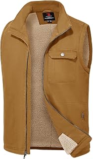 TBMPOY Gilet invernale da uomo in pile foderato in sherpa, casual, giacca in cotone caldo con cerniera completa