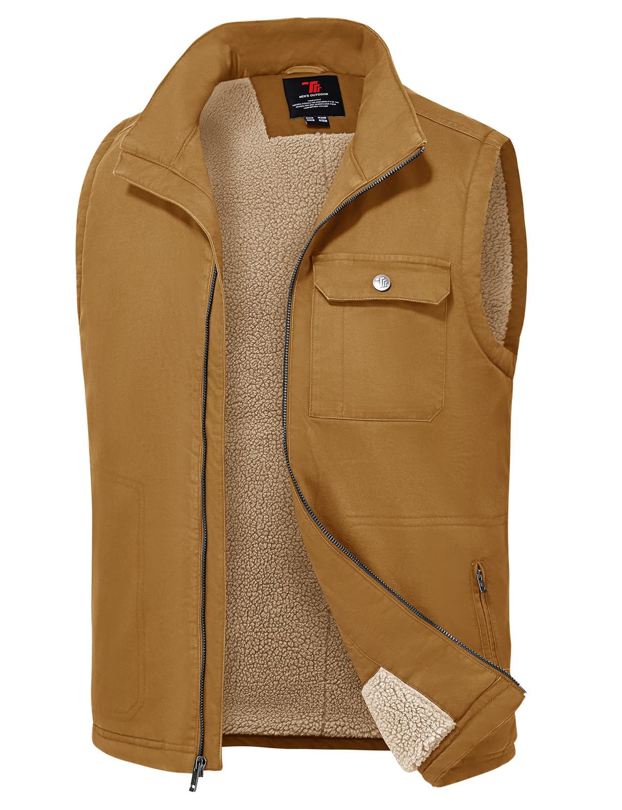 TBMPOY Gilet invernale da uomo in pile foderato in sherpa, casual, giacca in cot