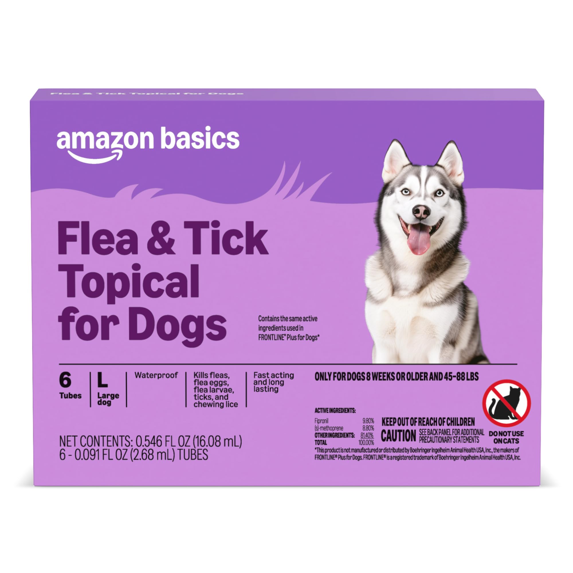 Amazon Basics Flea and Tick Topical Treatment and Prevention for Large Dogs (45-