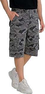 BEST SOUTH Men's Long Cargo Shorts Below Knee 13 Inches Cotton Relaxed Fit