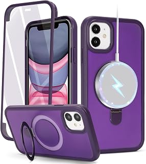 for iPhone 11 Case with Built-in Screen Protector,Dark Purple