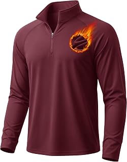 MAGCOMSEN Pullover da uomo a maniche lunghe con zip a un quarto di lunghezza, foderato in pile, pullover da golf, pullover termico per allenamento palestra