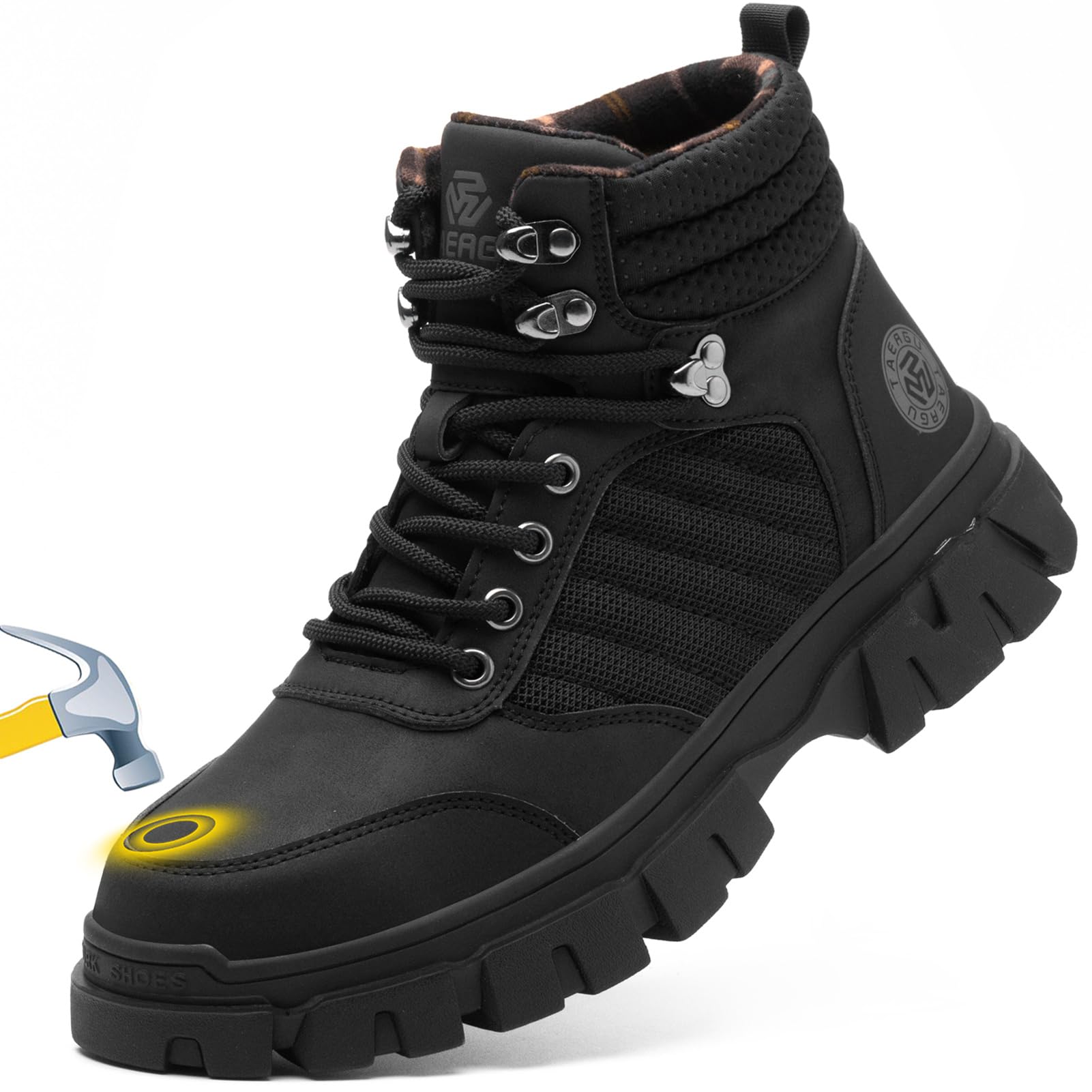 KELODON Waterproof Steel Toe Boots For Men-6 Inch Comfortable Mens Safety Work B