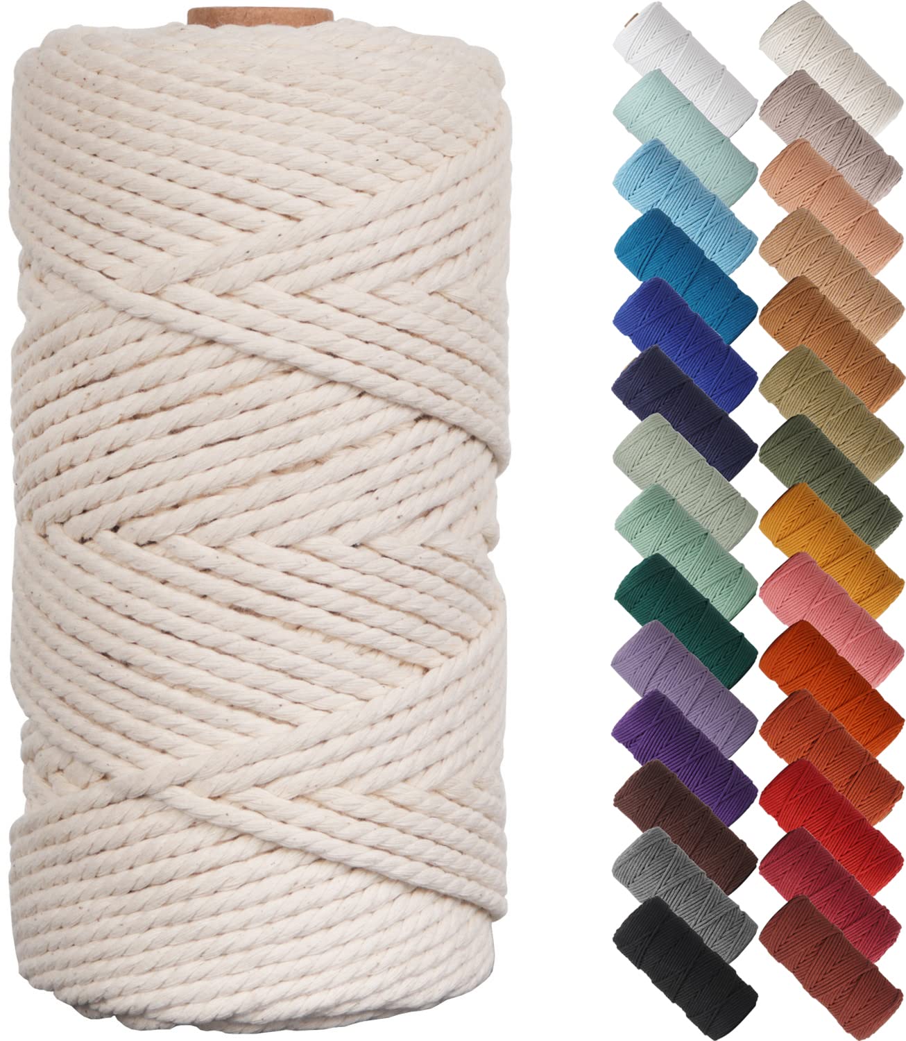 NOANTA Natural Macrame Cord 3mm x 109yards, Colored Macrame Rope, Cotton Rope Ma
