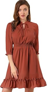 Allegra K, Women's Casual 3/4 Sleeve Chiffon Summer Boho Wedding Guest Dress