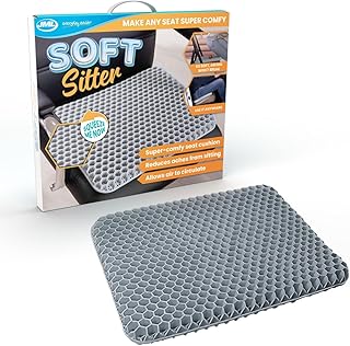JML Soft Sitter Gel Seat Cushion – Honeycomb Pressure Relief Pad, Grey | Breathable honeycomb gel cushion for home, office, gaming and car – all-day comfort and posture support