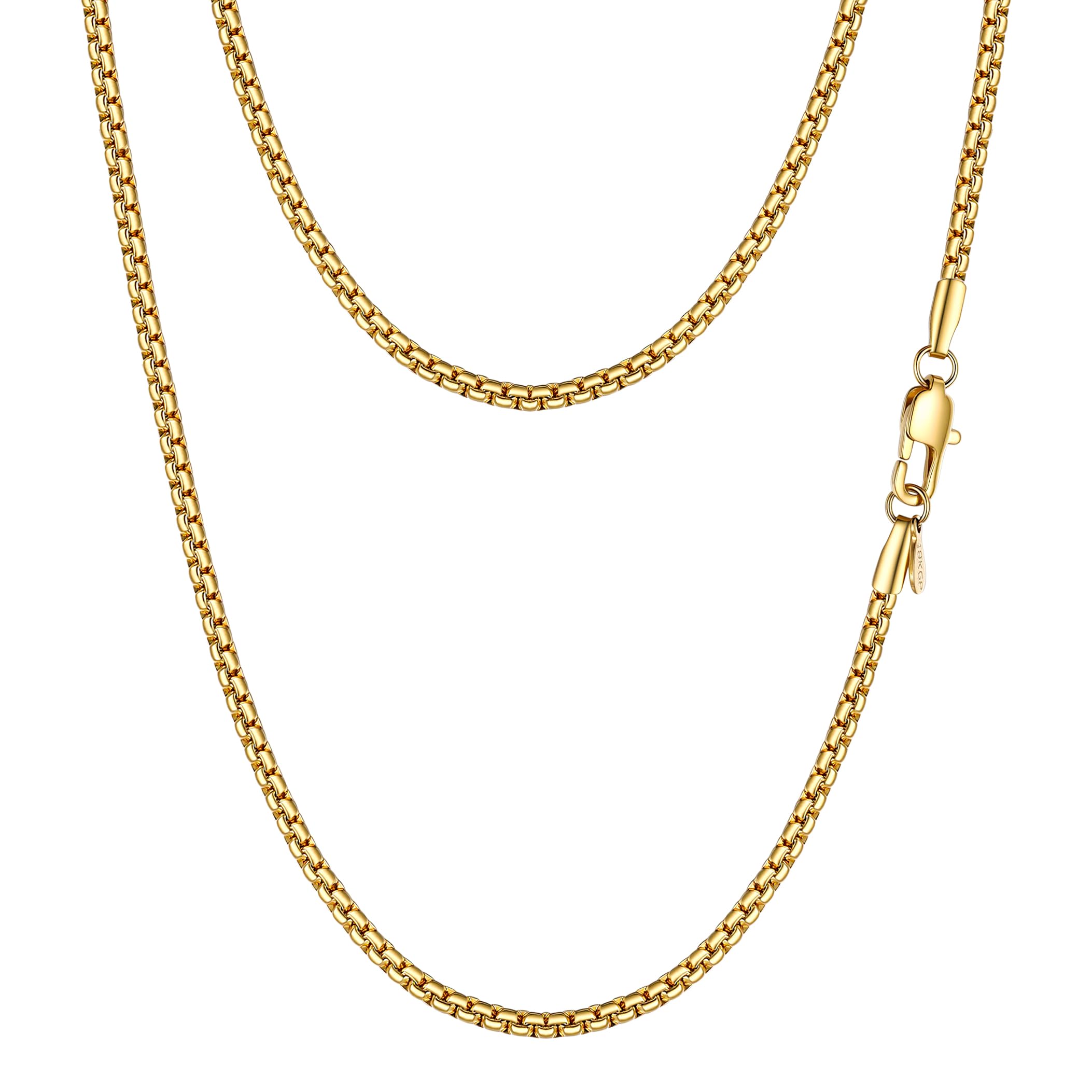 316L Stainless Steel Round Link Chain for Men, Black/18K Gold Plated, 4mm/6mm Ch