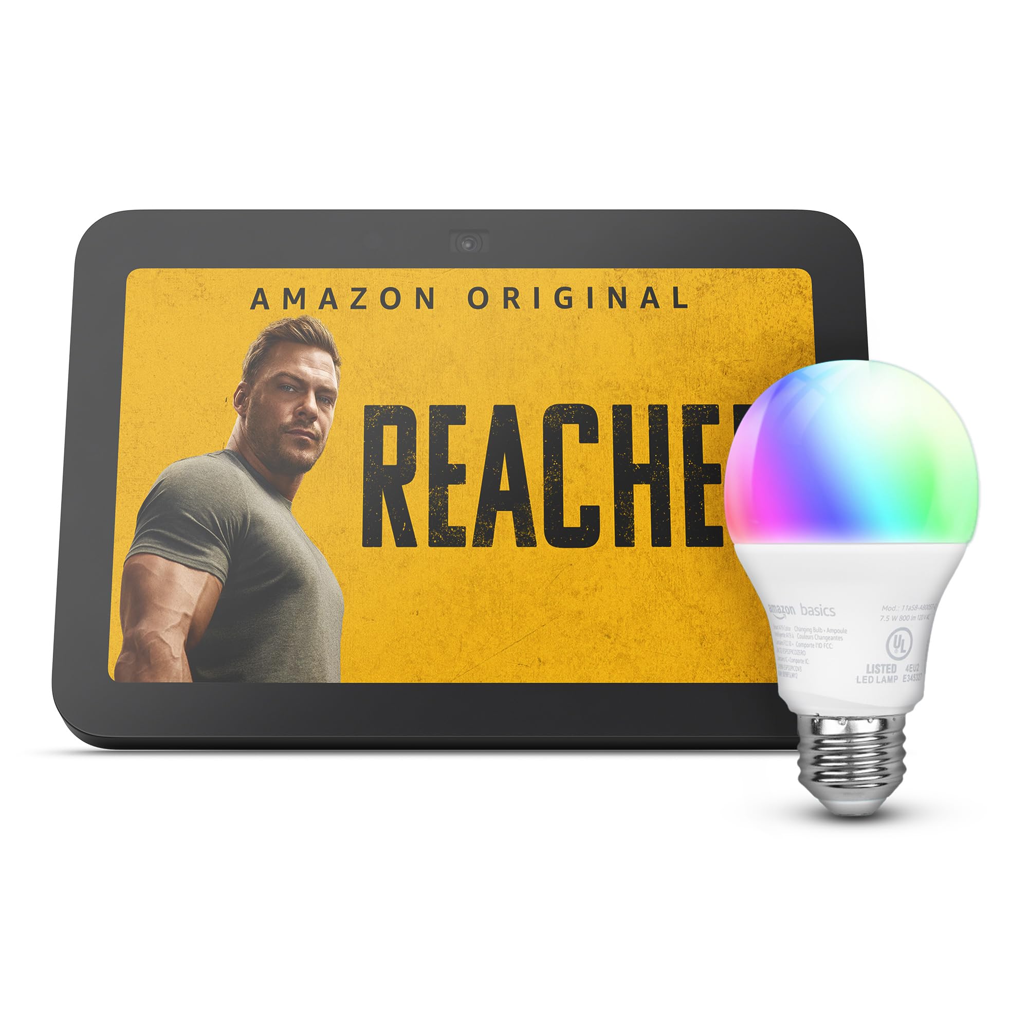 Amazon Echo Show 8 with Evolux Smart Bulb, Designed for Alexa+, Charcoal