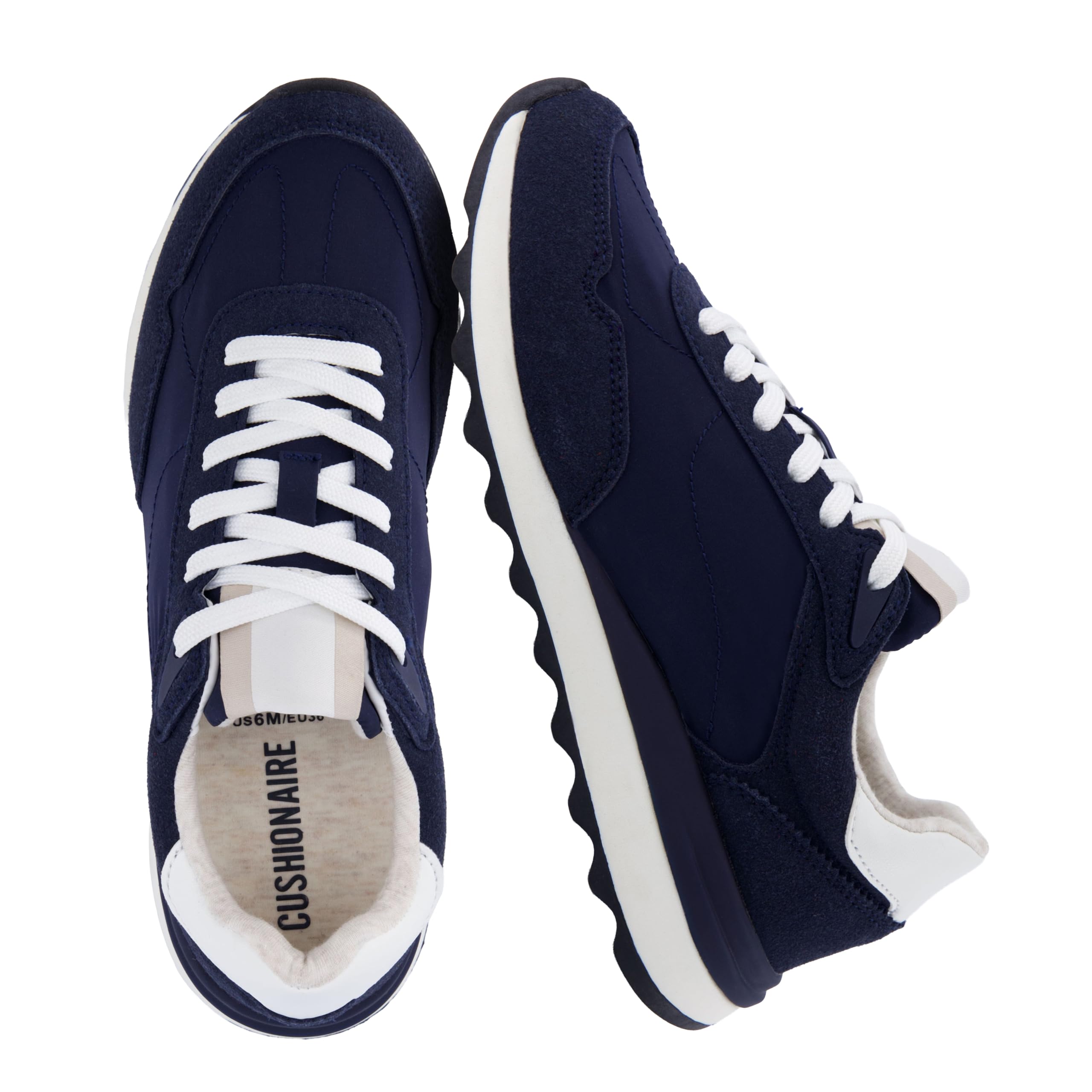 CUSHIONAIRE Women's Nylon Lace-up Kicks Sneaker + Comfort Foam, Wide Widths Avai