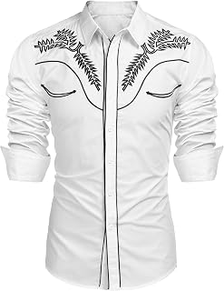 Coofandy Camisa clásica con Botones para Hombre, Estilo Occidental, Retro