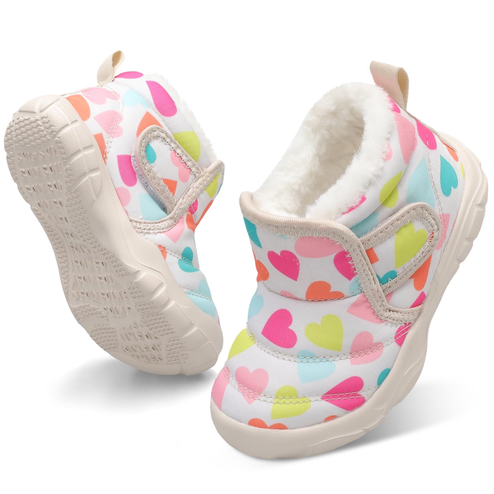 JIASUQI Baby Boys Girls Winter Warm Fluffy Snow Boots with Faux Fur Lining