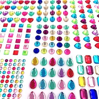 Elwish 365pcs Round Jewels Stickers Gem Stickers Rhinestone for Crafts Sticker Gems Self Adhesive Bling Jewels, Multicolored