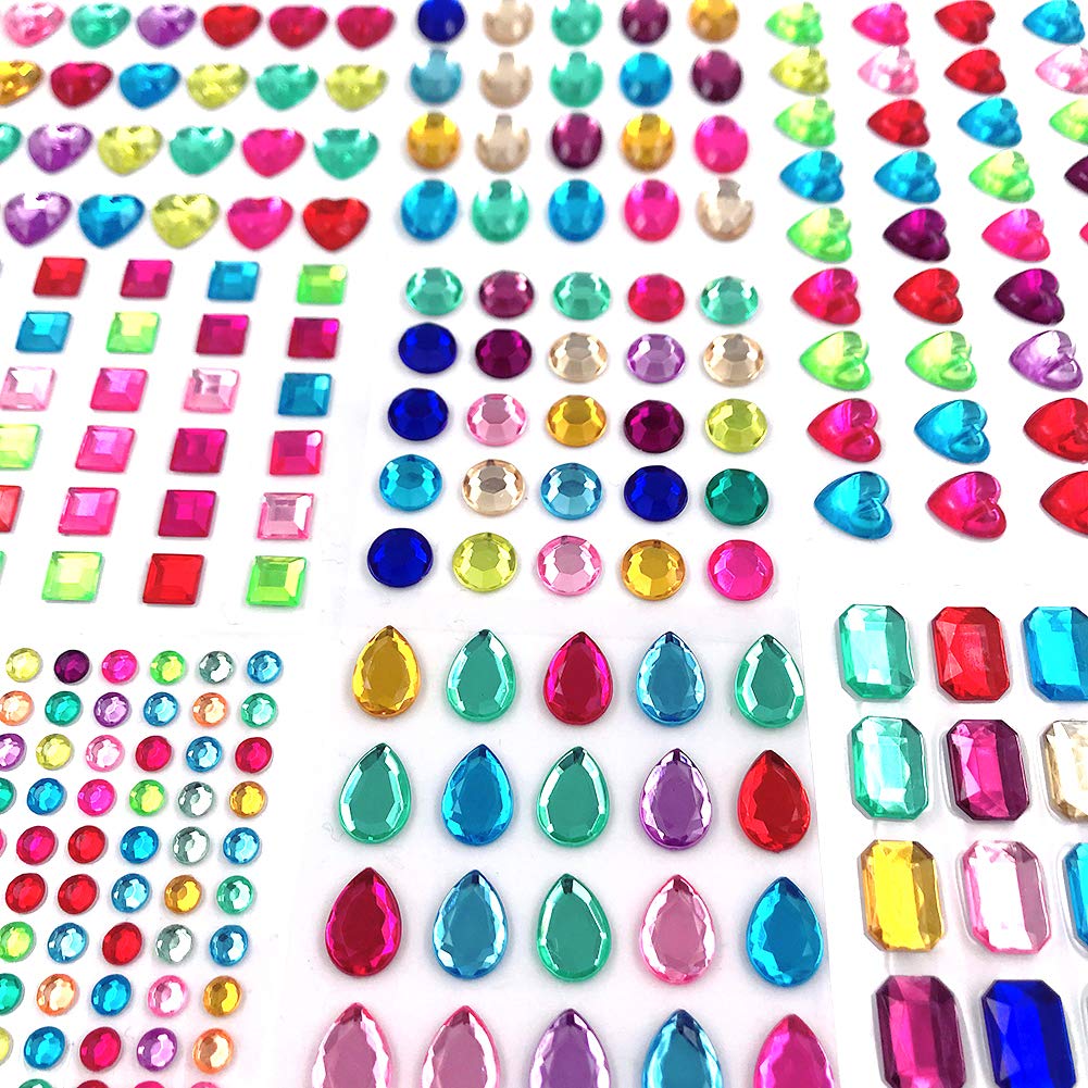Elwish 365pcs Round Jewels Stickers Gem Stickers Rhinestone for Crafts Sticker G